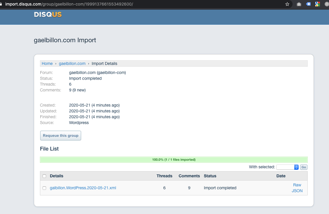Wordpress WP2Static Commento.io import WordPress xml comments to Disqus