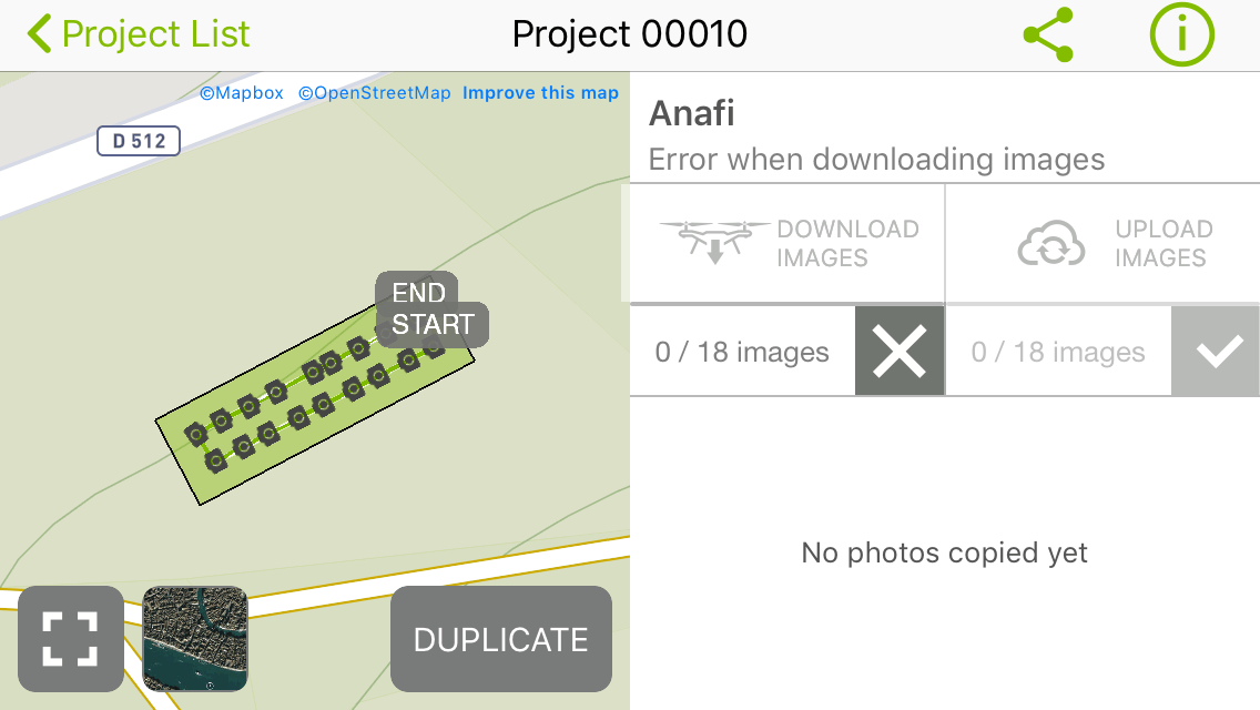 Pix4D Parrot Anafi record RAW DNG photos arror when uploading images