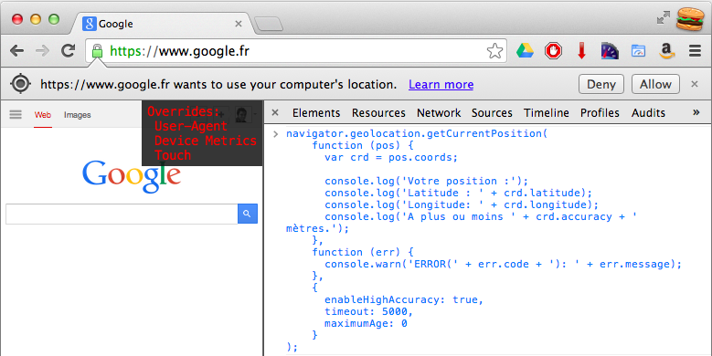 google.fr wants to use your computer location