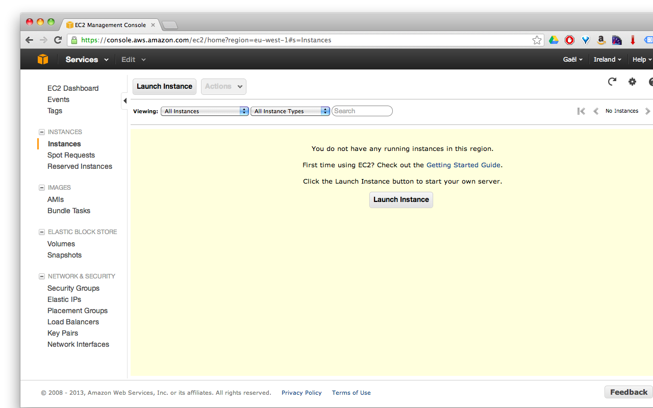 Aws ec2 console launch instance