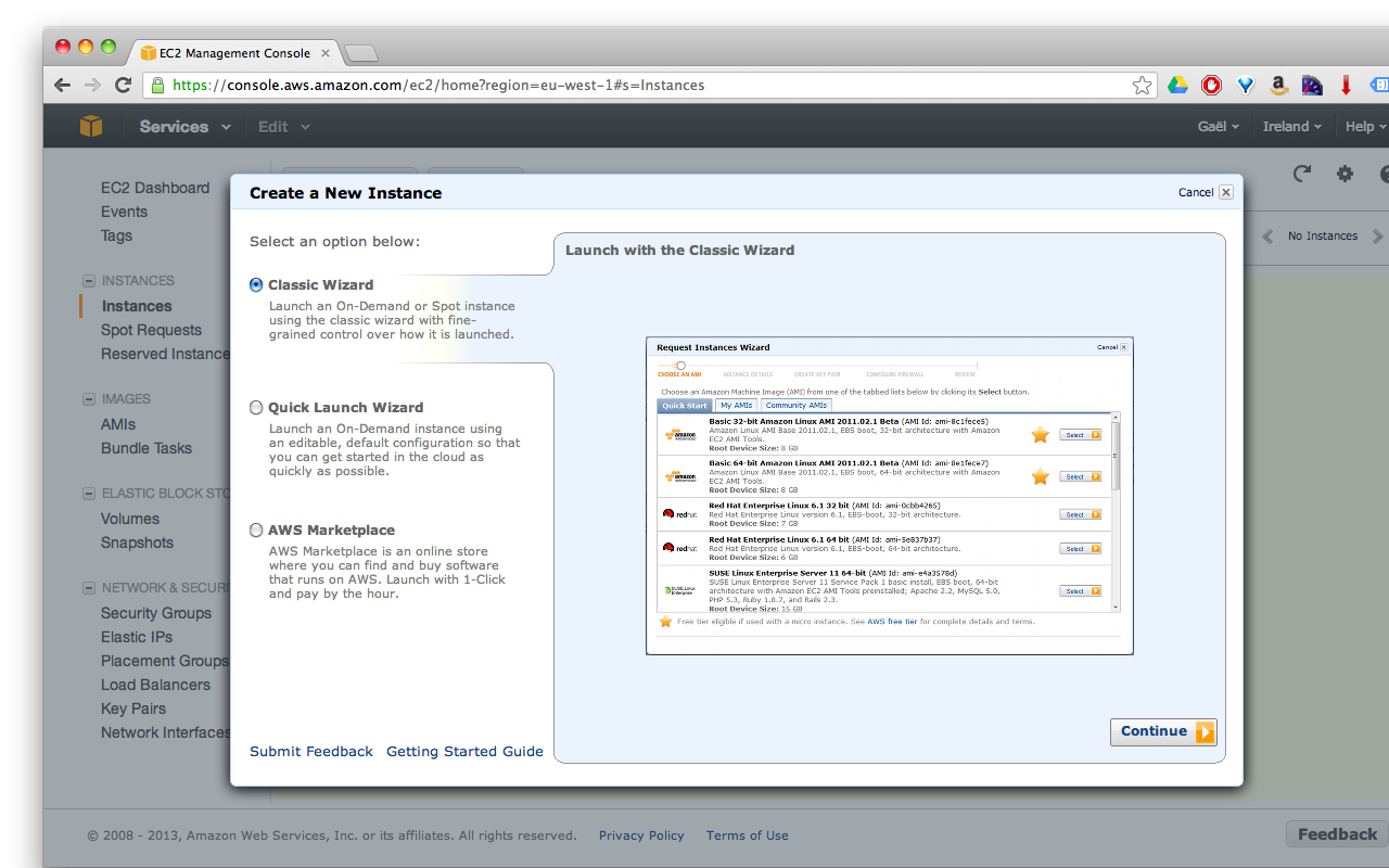 Aws ec2 console choose ami