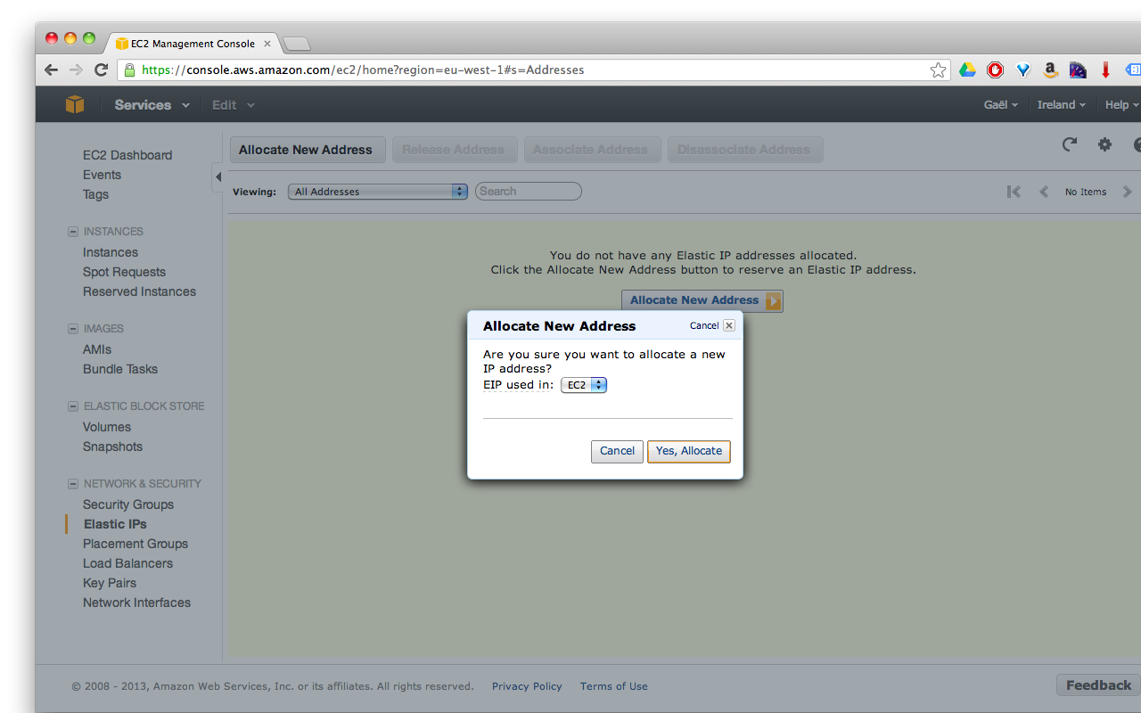 allocate new elastic IP on amazon aws ec2